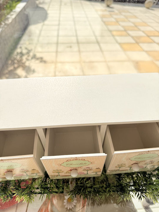 Cutie de bijuterii vintage din lemn cu 3 sertare de depozitare 34 X 11 X H14 cm