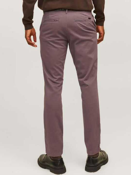 Pantaloni Chino Elastic cu Croială Slim Violet
