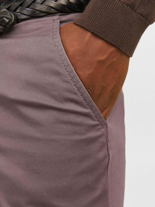 Pantaloni Chino Elastic cu Croială Slim Violet