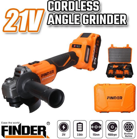 Finder 198347 Polizor unghiular 115mm Baterie 2x2Ah