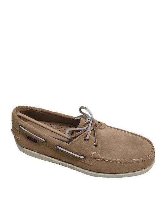 Portland Flesh Out Δερμάτινα Ανδρικά Boat Shoes σε Μπεζ Χρώμα