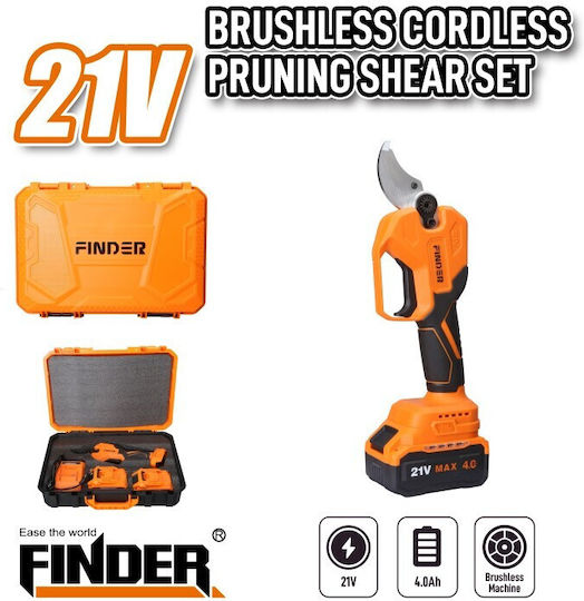 Finder Foarfecă de tăiere Baterie 21V 2x4Ah/4Ah cu Diametru Maxim de Tăiere 40mm în Geantă de Transport