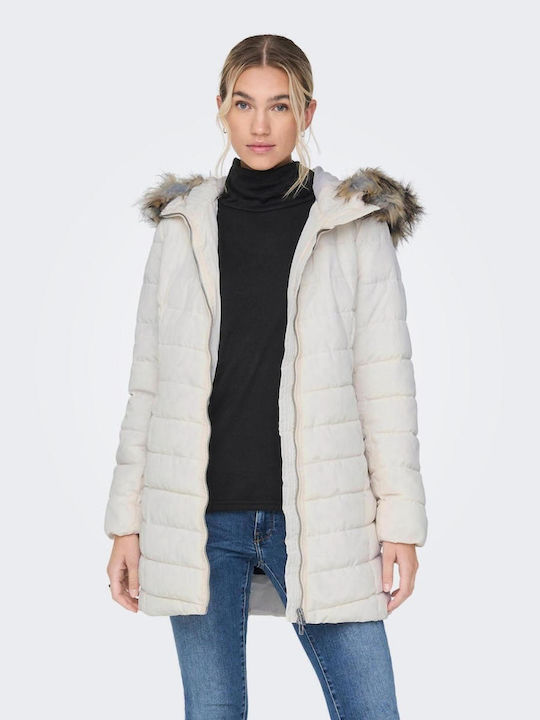 Women's Long Lifestyle Jacket for Winter with Hood Graphite