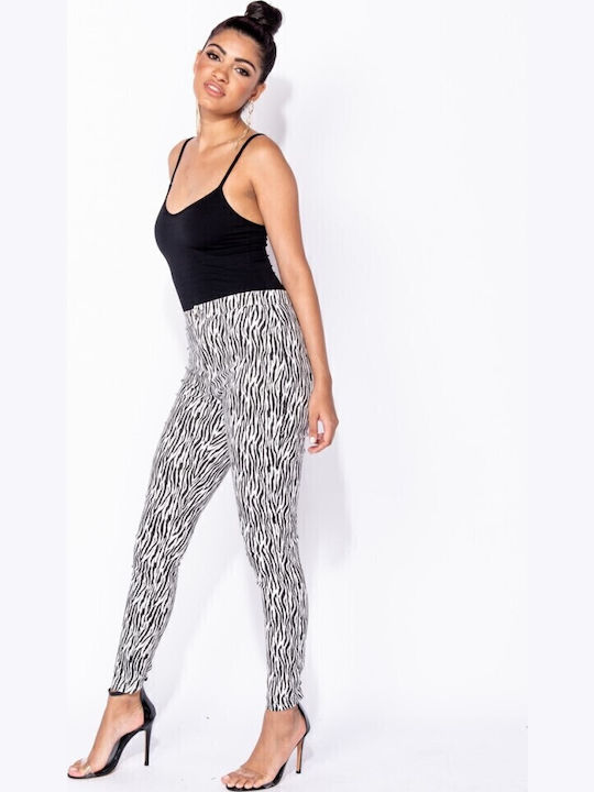 Ψηλόμεσο Denim Skinny Εφέ Animal Print