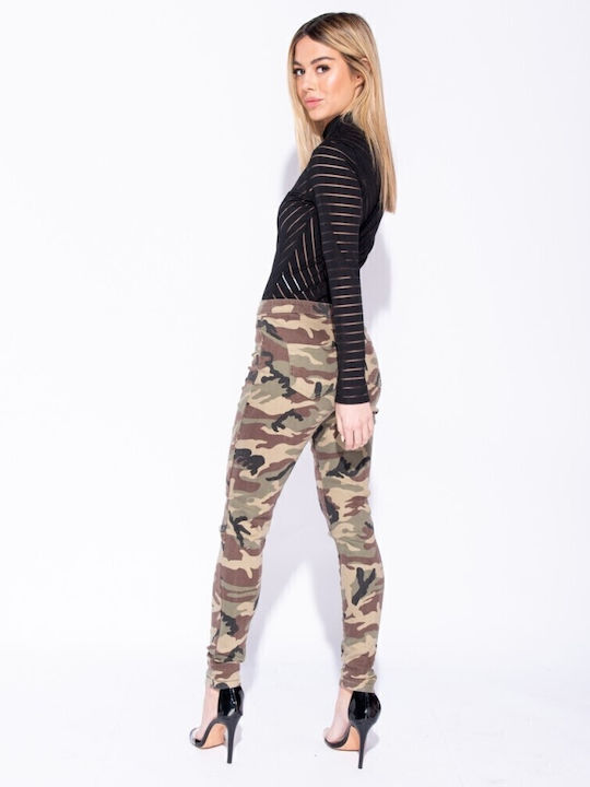 Denim Shaping Trousers Camouflage Print