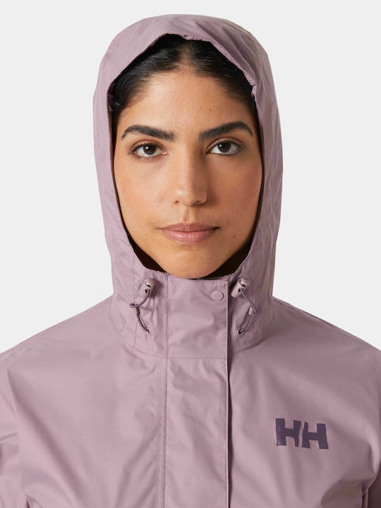 Loke Women's Short Sports Jacket for Winter with Hood Purple