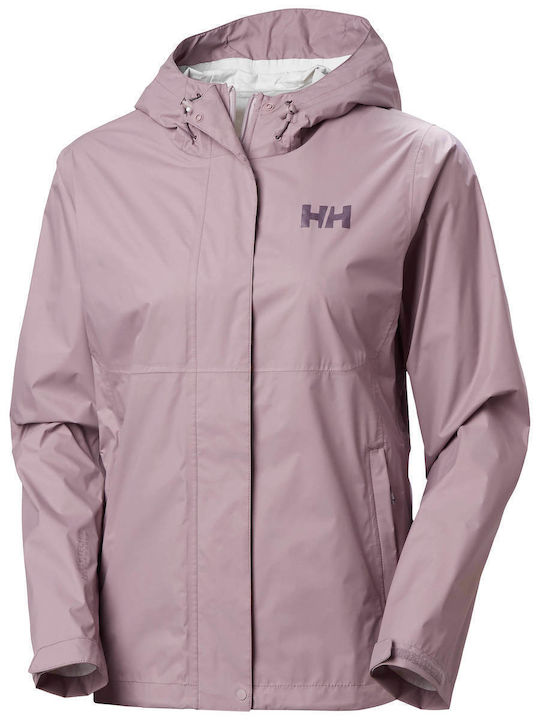 Loke Women's Short Sports Jacket for Winter with Hood Purple