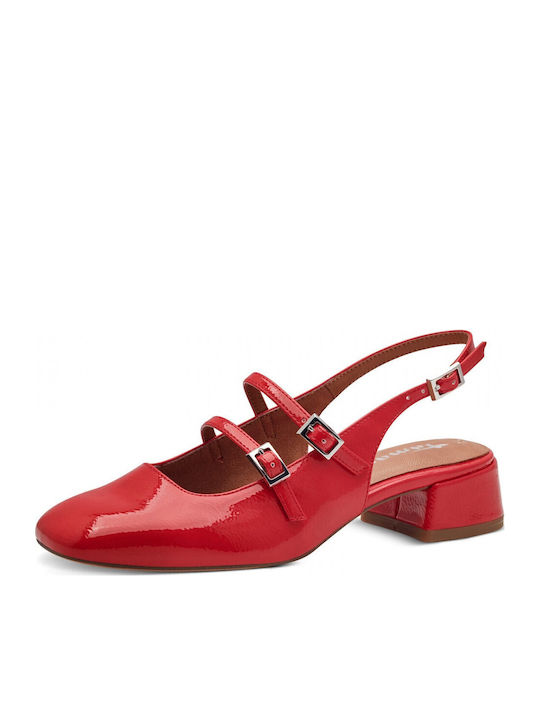 Patent Leather Red Heels with Strap