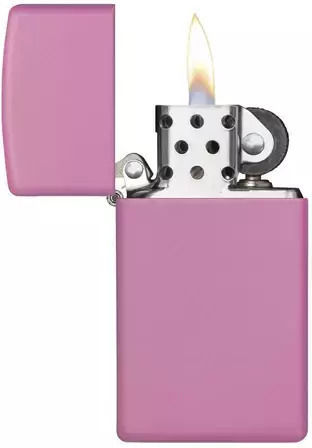 Zippo Slim Pink Matte Αντιανεμικός Αναπτήρας Φλόγας σε Ροζ χρώμα