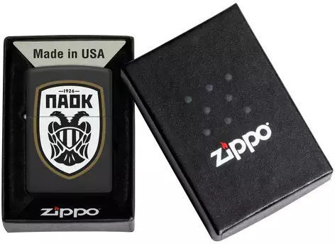 Zippo Παοκ Αναπτήρας Φλόγας σε Μαύρο χρώμα