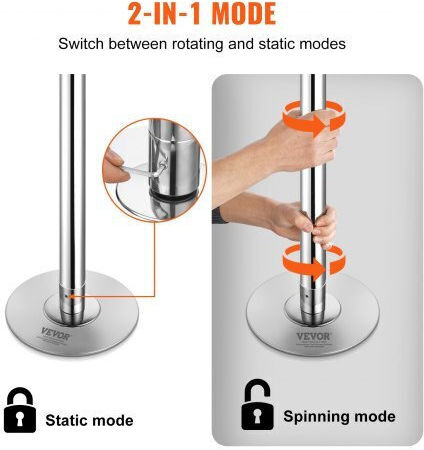 Vevor Στύλος Pole Dancing Ασημί