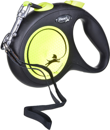 Lesă Flexi New Classic L Bandă 5m Până la 50kg Galben Neon