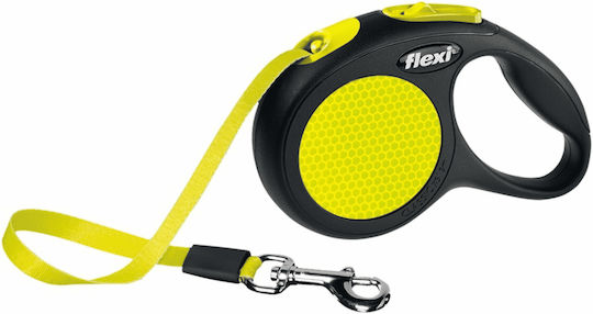 Lesă Flexi New Classic L Bandă 5m Până la 50kg Galben Neon