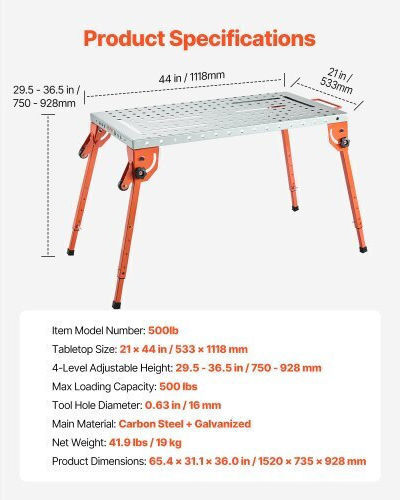 Vevor Τραπέζι Συγκόλλησης Αντοχής 500kg 53.34x111.8x111.76cm ZDXHZ500LB44BC6MKV0