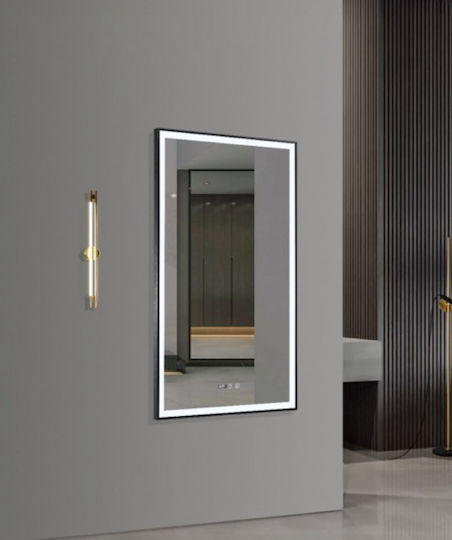 Sparke SR-09.25.241.0 Rechteckiger LED Berührung Badezimmerspiegel aus Metall 55x90cm Schwarze