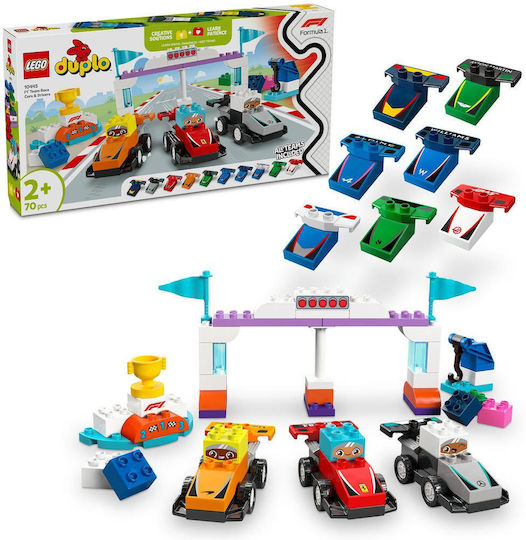 LEGO Duplo Town F1 Team Mașini de Curse și Piloți pentru 2+ Ani 70 Bucăți