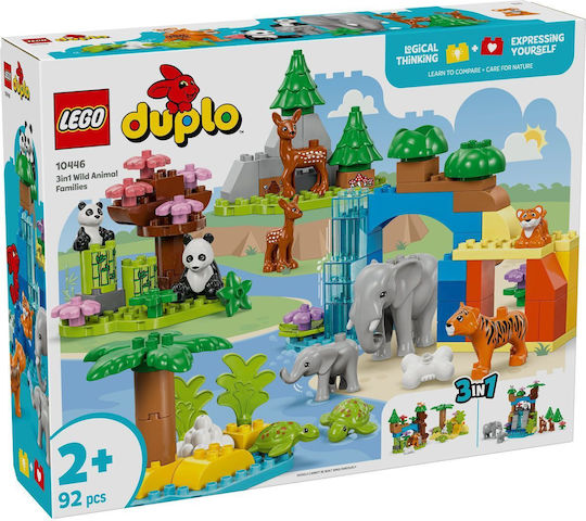 LEGO Duplo Town 3-in-1 Wild Animal Families for 2+ Years 92 Pieces