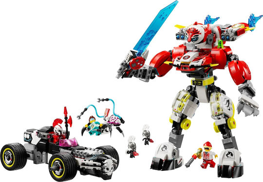 LEGO DREAMZzz Cooper's Tiger Mech & Zero's Hot Rod Car Pentru 9+ Ani 1006 Bucăți