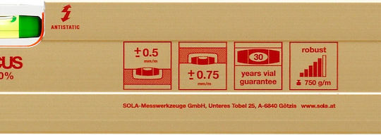 Sola AZ 40 Spirit Level Aluminum 40cm with 2 Eyes