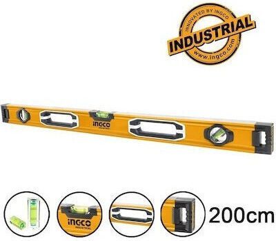 Ingco HSL08200 Wasserwaage Aluminium 200cm mit 3 Augen