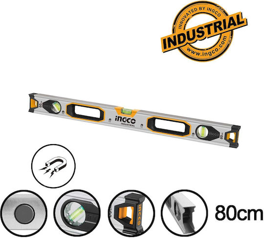 Ingco HSL38080M Nivel de spirit Din aluminiu Magnetic 80buc cu 3 Ochiuri