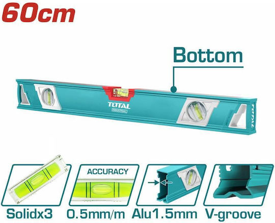 Total TMT26086 Spirit Level Aluminum 60cm with 3 Eyes