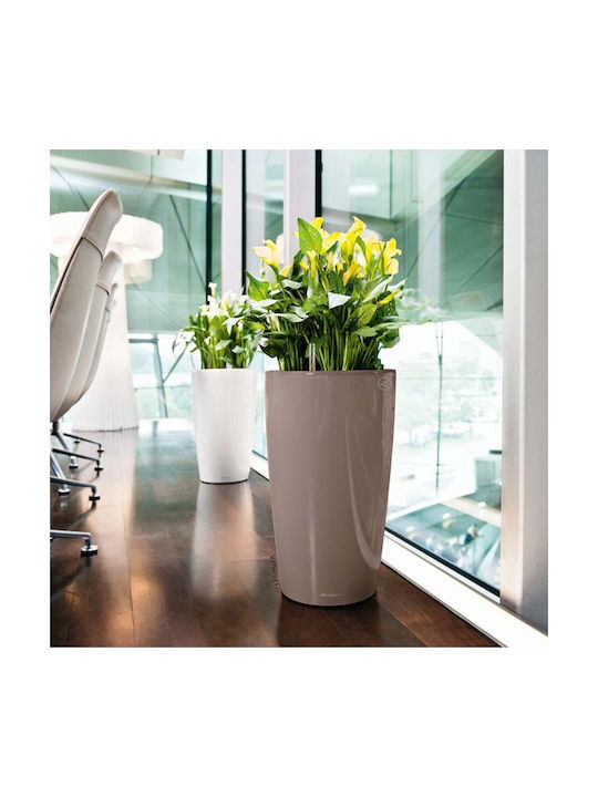 Lechuza Rondo Αυτοποτιζόμενη Γλάστρα Πλαστική Taupe 32x32x56εκ.