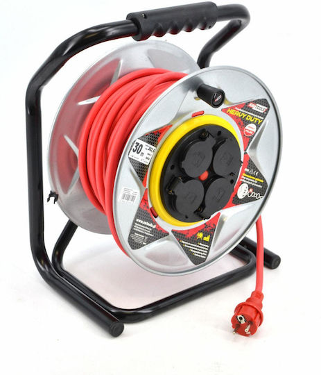 AWTools Waterproof Extension Reel Cord 3 x 2.5mm²/30m Red
