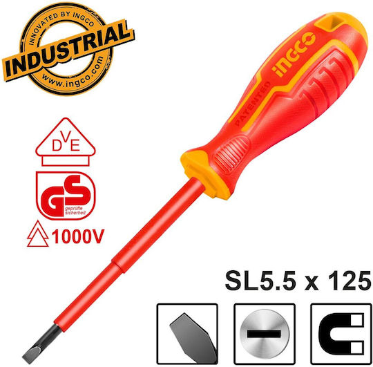 Ingco Magnetic Șurubelniță Electricianului VDE 1000V Drept Dimensiunea 5.5x125mm
