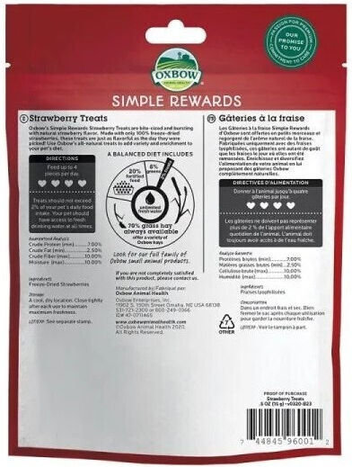 Oxbow Simple Rewards Treat with Strawberry for Guinea Pig, Rabbit and Hamster 14gr