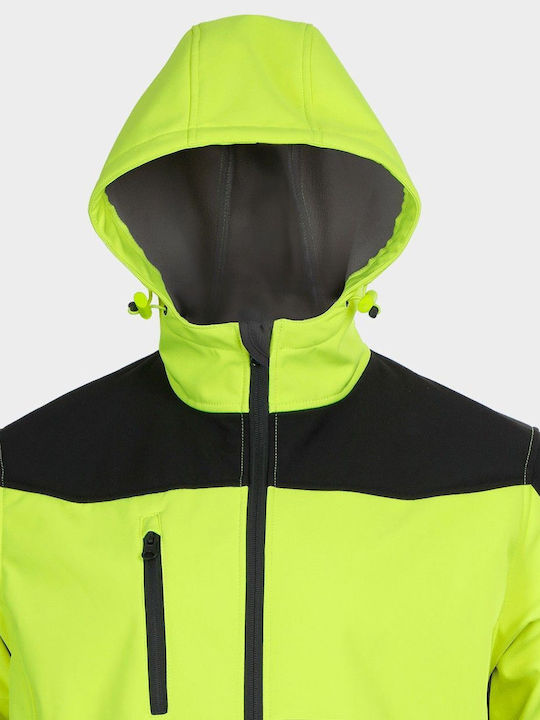 Stenso Nobel Work Fleece Jacket Reflective Softshell with Hood Yellow