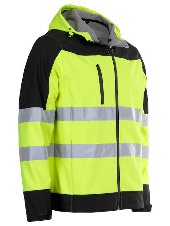 Stenso Nobel Work Fleece Jacket Reflective Softshell with Hood Yellow