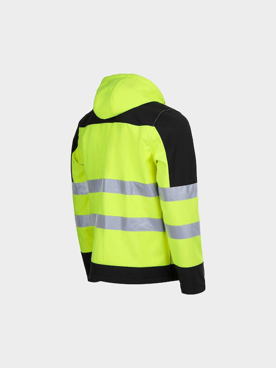 Stenso Nobel Work Fleece Jacket Reflective Softshell with Hood Yellow