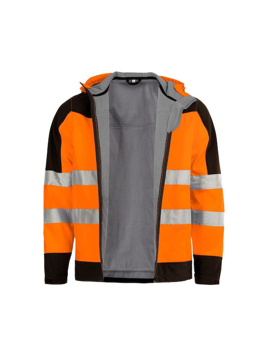 Stenso Nobel Work Fleece Jacket Reflective Softshell with Hood Orange