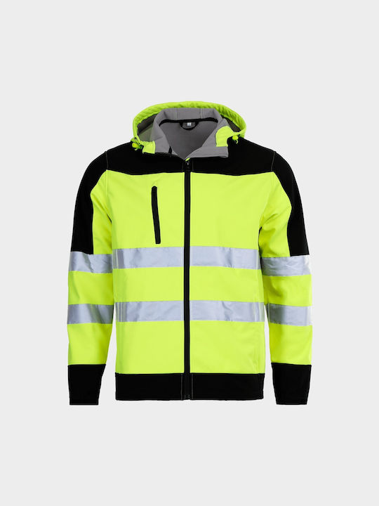 Stenso Nobel Work Fleece Jacket Reflective Softshell with Hood Yellow