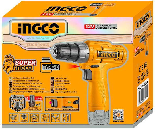 Ingco CDLI12428 Двигател За Бормашина На Батерия 12V 1x1.5Ah