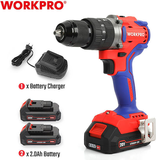 WorkPro WP390007 Κρουστικό Δραπανοκατσάβιδο Μπαταρίας Brushless 20V 2x2Ah
