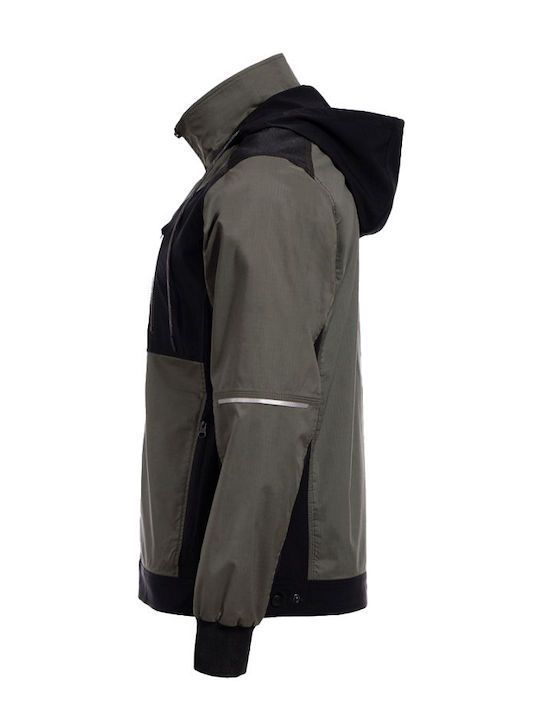 Stenso Revolt Light Stretch Work Jacket Reflective with Removable Lining and Hood Green