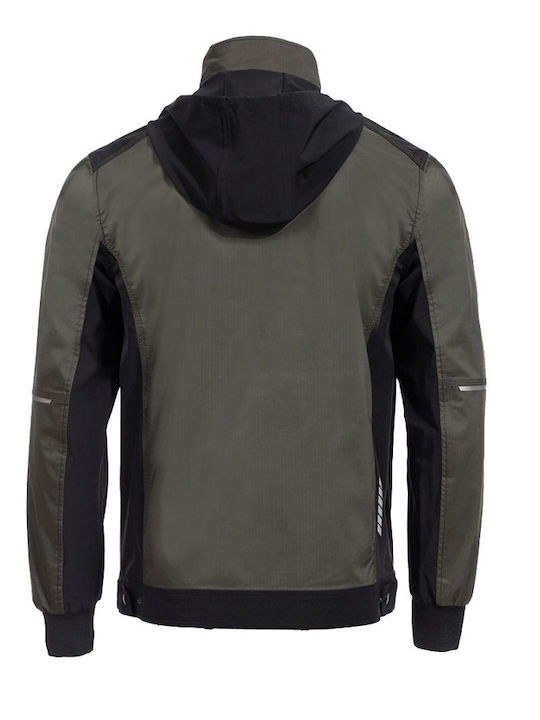 Stenso Revolt Light Stretch Work Jacket Reflective with Removable Lining and Hood Green