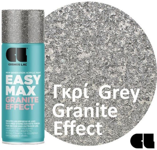 Cosmos Lac Σπρέι Βαφής Easy Max Granite Effect Ακρυλικό Σαγρέ Φινίρισμα Γρανίτη Πέτρας 400ml 930 Γκρι