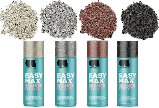 Cosmos Lac Σπρέι Βαφής Easy Max Granite Effect Ακρυλικό Σαγρέ Φινίρισμα Γρανίτη Πέτρας 400ml 930 Γκρι
