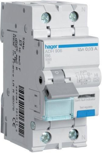 Hager Ρελέ Ράγας Διαρροής 16A Διπολικό με Τάση 500V