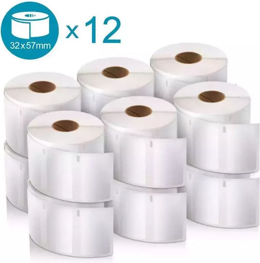 Dymo 1000 Autocolante Autoadezive pe Rolă pentru Imprimantă de Etichete 57x32mm 6buc