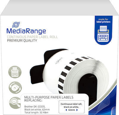 Brother Label Maker Tape 30.5m x 62mm in White Colour Compatible with Brother DK