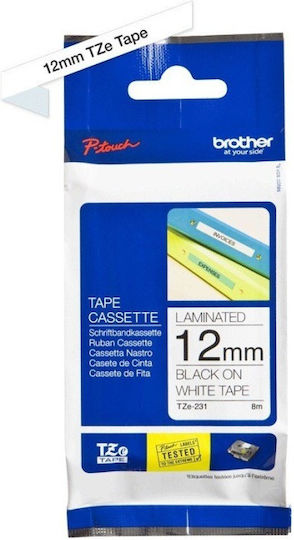 Brother Label Maker Tape 8m x 12mm in White Colour Compatible with Brother TZe/TZ
