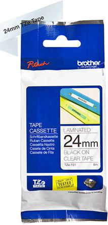 Brother Etikettendrucker-Band 3m x 24mm in Transparent Farbe Kompatibel mit Brother TZe/TZ
