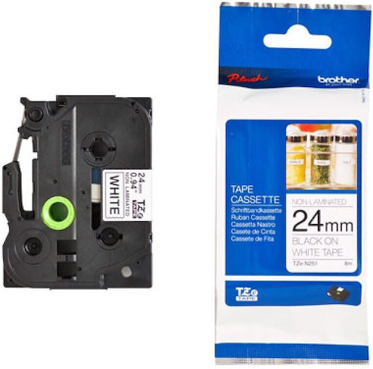 Brother TZEN251 Ταινία Ετικετογράφου 8m x 24mm σε Λευκό Χρώμα Συμβατή με Brother TZe/TZ