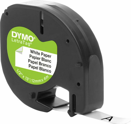 Dymo Label Maker Tape in White Colour Compatible with Dymo LetraTag/LT