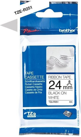 Brother Etikettenband 4m x 24mm in Weiß Farbe 1Stück