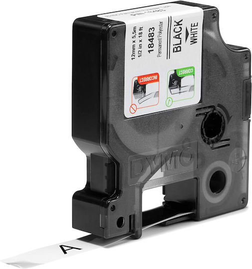 Dymo IND Permanent Polyester Bandă Pentru Etichetări 5.5m x 12mm În Culoare Albă